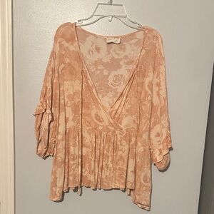 Elegant Floral Blouse in Peach